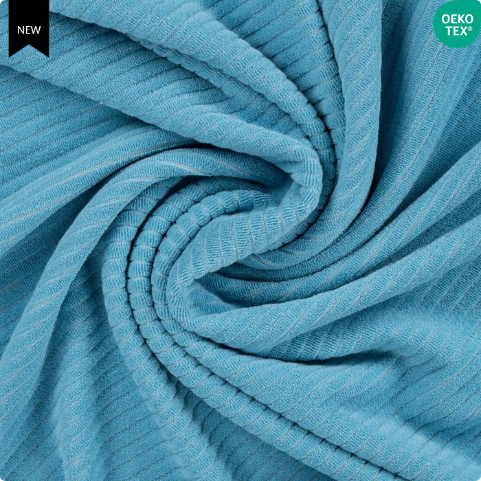 Badstof blauw met horizontale streep - Qjutie & the Qjutest